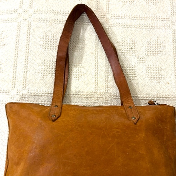 Able Oversized Tote Leather Zippered
Shoulder Cognac Bag - Picture 6 of 16